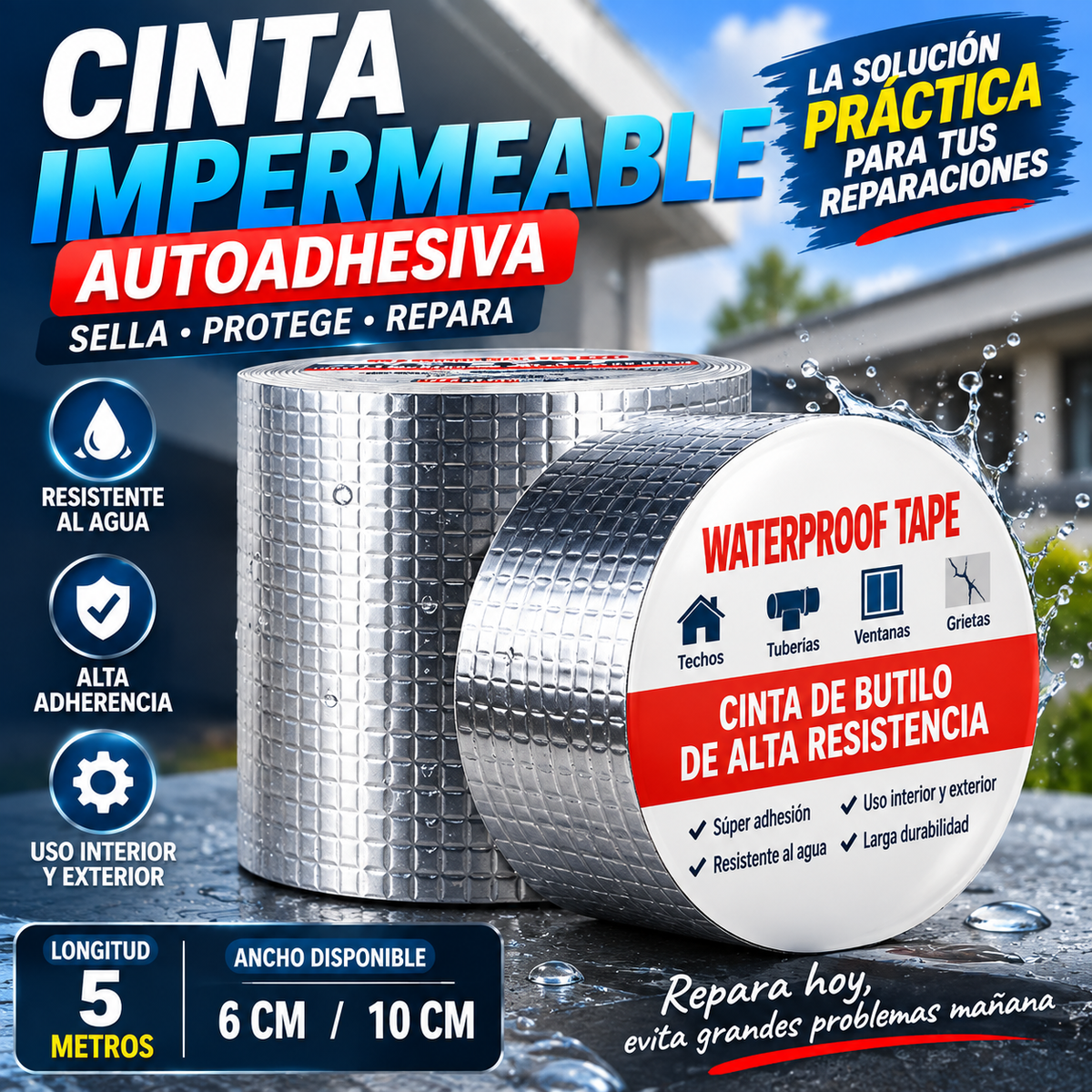 🔥 Cinta Impermeable Autoadhesiva de Alta Resistencia